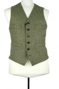 Nigel Cabourn Donegal short vest in army green Nigel Cabourn Donegal short vest in army green