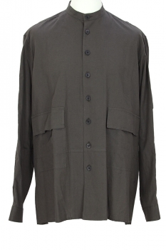 the viridianne Olive Drab Round Necked Jacket Style Shirt