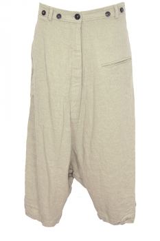 Rundholz Linen (Natural) Cut-off, drop crotch Trousers