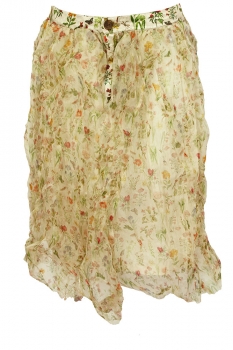Aleksandr Manamis Petite Fleurs Print Frou-Frou Style Silk Skirt