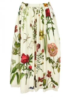 Aleksandr Manamis Grand Fleur Print Gathered & Lined Skirt