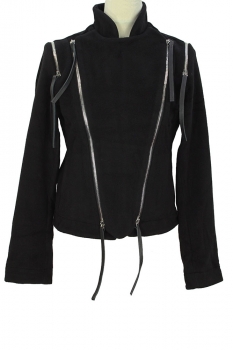David's Road Black Wool Cashmere Jacket with Zips