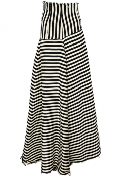 Davids Road Black & White Stripe High Waisted Maxi Skirt