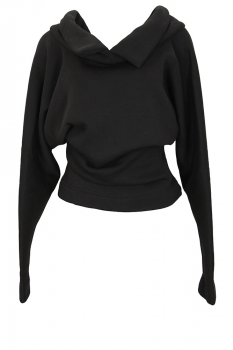 Davids Road Black Short Batwing Top with neck detail