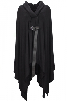 Davids Road Black Stretch Jersey Cape with leather belt