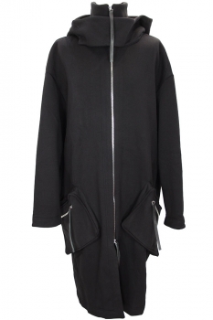 Davids Road Black Sweatshirt Fabric Zip Coat