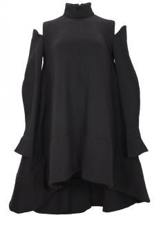 Davids Road Black Sweatshirt dress with shoulder detail