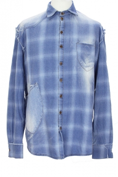 Marc Point Blue Check Distressed Washed Shirt