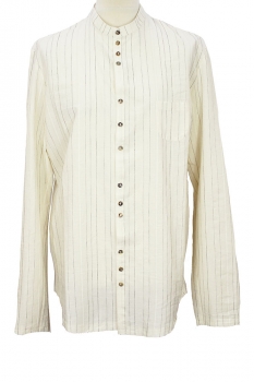 Marc Point Ecru with stripes Round Neck Pinstripe Shirt