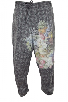 Marc Point Grey/Blue Check with flower print Trousers