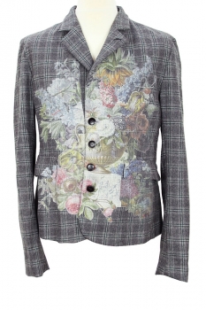 Marc Point Grey/Blue Check with flower print Print Jacket