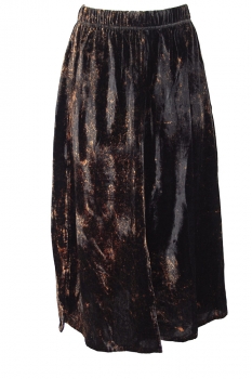 Pal Offner Batiked Caramel Fluid Velvet Double Slit Skirt