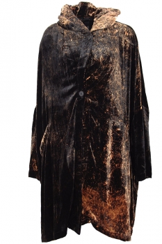 Pal Offner Batiked Caramel Fluid Velvet Oversized Coat