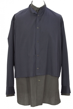 the viridianne Blue and Charcoal Double Layered Shirt
