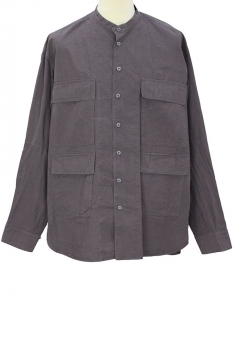 The Viridianne Grey Band Collar Shirt