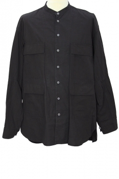 The Viridianne Black Band Collar Shirt