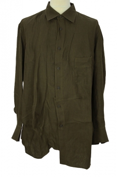 Ziggy Chen Khaki Brown Asymettric Linen Shirt