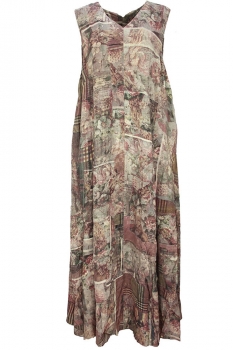 Ziggy Chen Geometric with floral print Sleeveless  Silk Dress