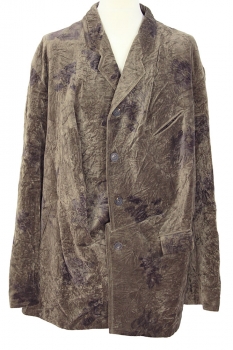 Ziggy Chen Green Olive with Floral print Oversized Crushed velvet DB Coat