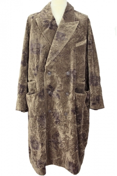 Ziggy Chen Green Olive with Floral print Oversized Crushed velvet DB Coat