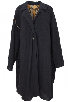 chiahung su Black Hand Woven Lozenge Rawing Oversized Coat