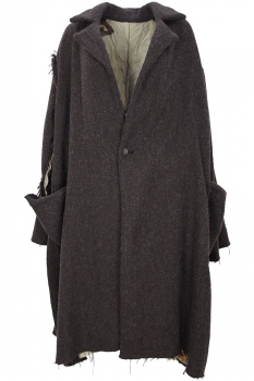 chiahung su Taupe Hand Woven Rawing Oversized Coat