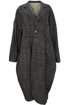 chiahung su Grey Check Hand-dyed Single Breasted Coat