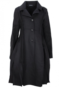 Rundholz Black Mixed Fabric Panelled Tulip shaped Coat